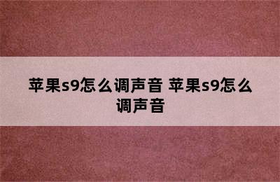 苹果s9怎么调声音 苹果s9怎么调声音